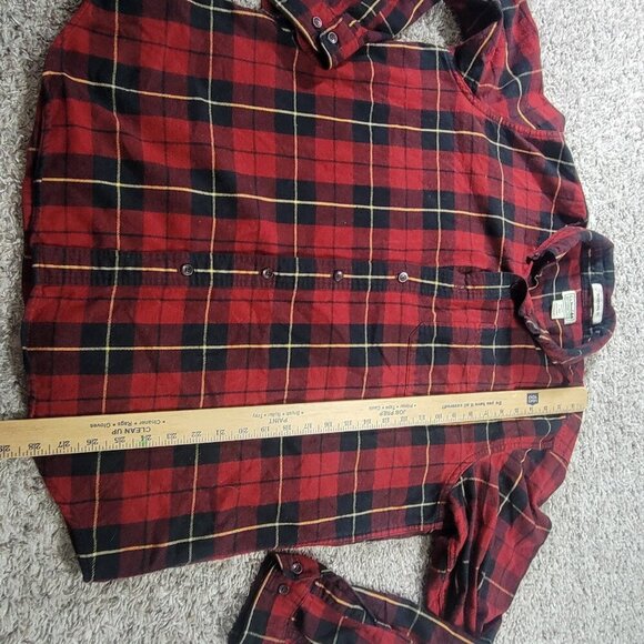 LL Bean Flannel Shirt Mens Large Black Red Button Up Plaid Buffalo Flaw* - Picture 5 of 8